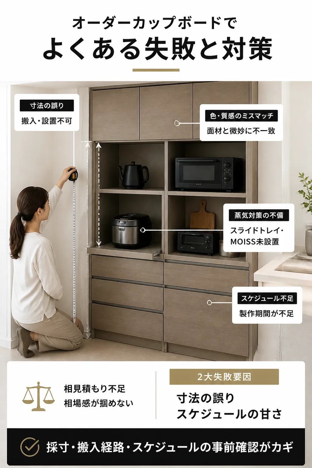 オーダーカップボードでよくある5大失敗パターン図解